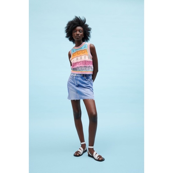 Zara Tops - Zara Colorful Crochet Knit Top